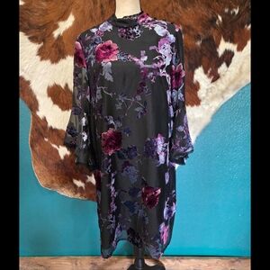 Tahari Black Dress with Floral Design